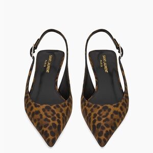 Saint Laurent YSL Cherish Leopard Slingback Pumps EU 36 Kitten Heel Like New
